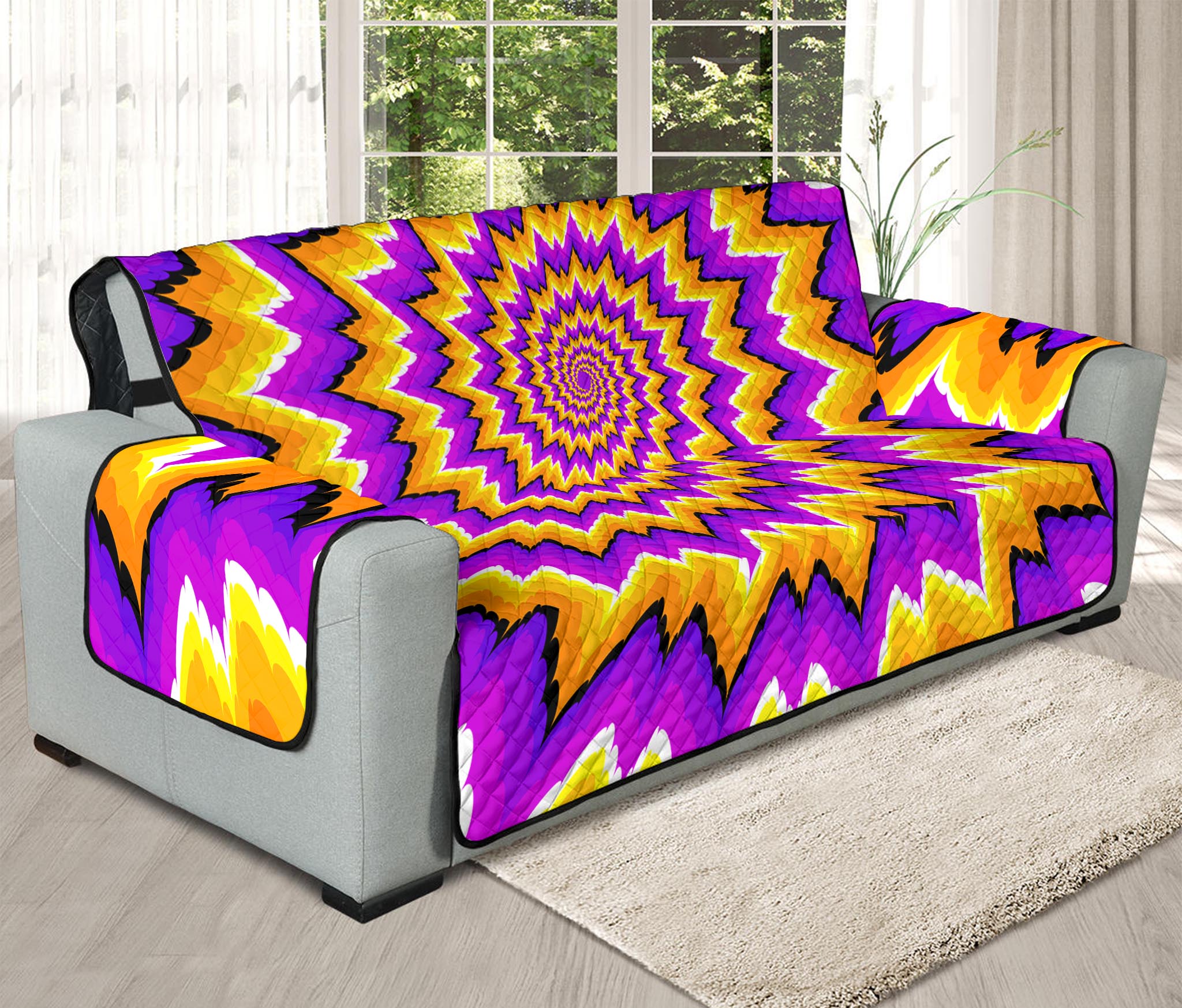 Spiral Expansion Moving Optical Illusion Oversized Sofa Protector