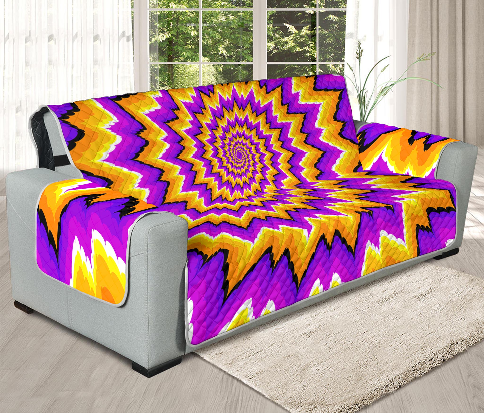 Spiral Expansion Moving Optical Illusion Oversized Sofa Protector