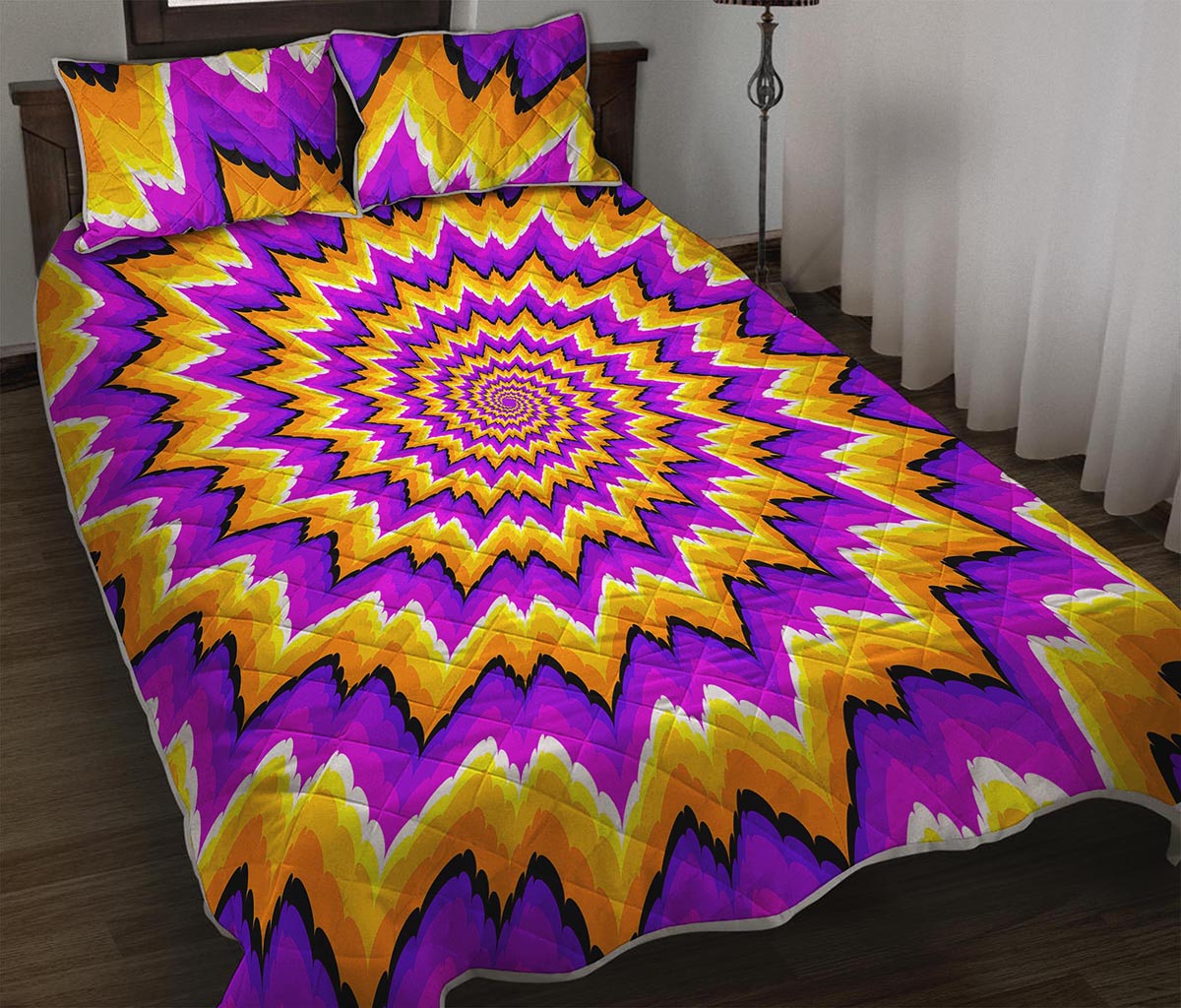 Spiral Expansion Moving Optical Illusion Quilt Bed Set