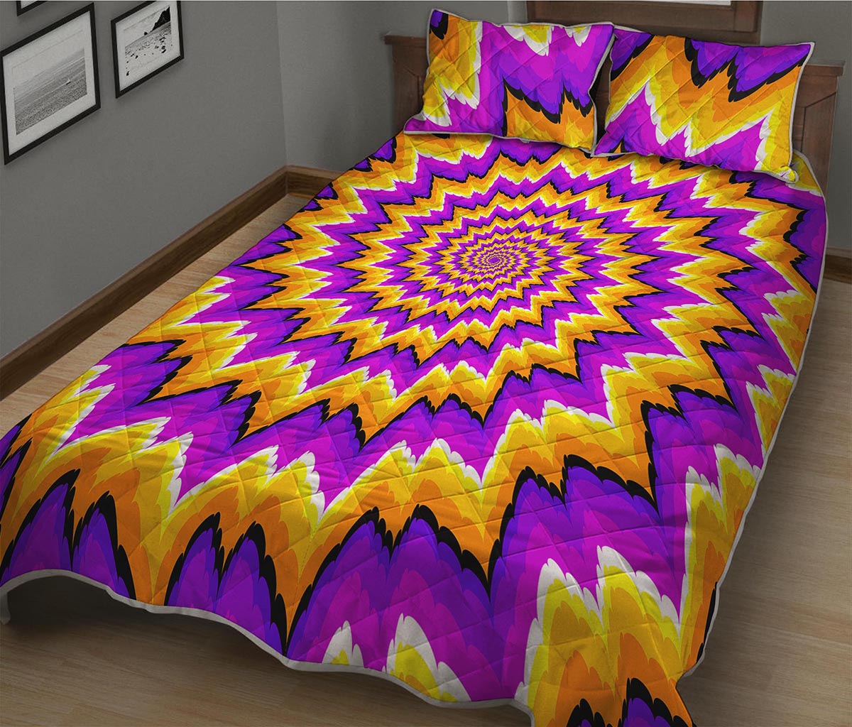 Spiral Expansion Moving Optical Illusion Quilt Bed Set