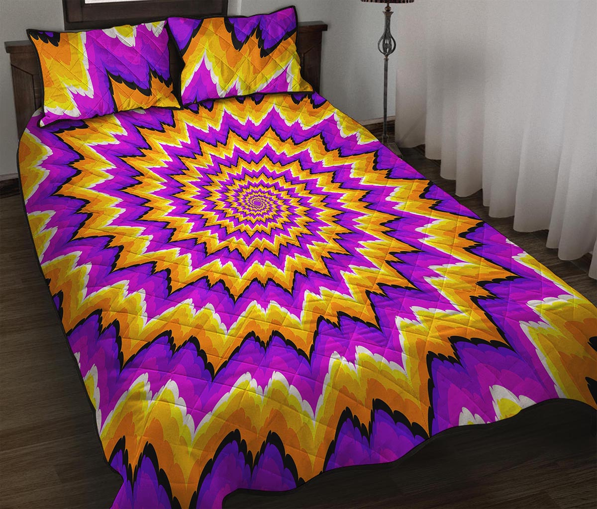 Spiral Expansion Moving Optical Illusion Quilt Bed Set