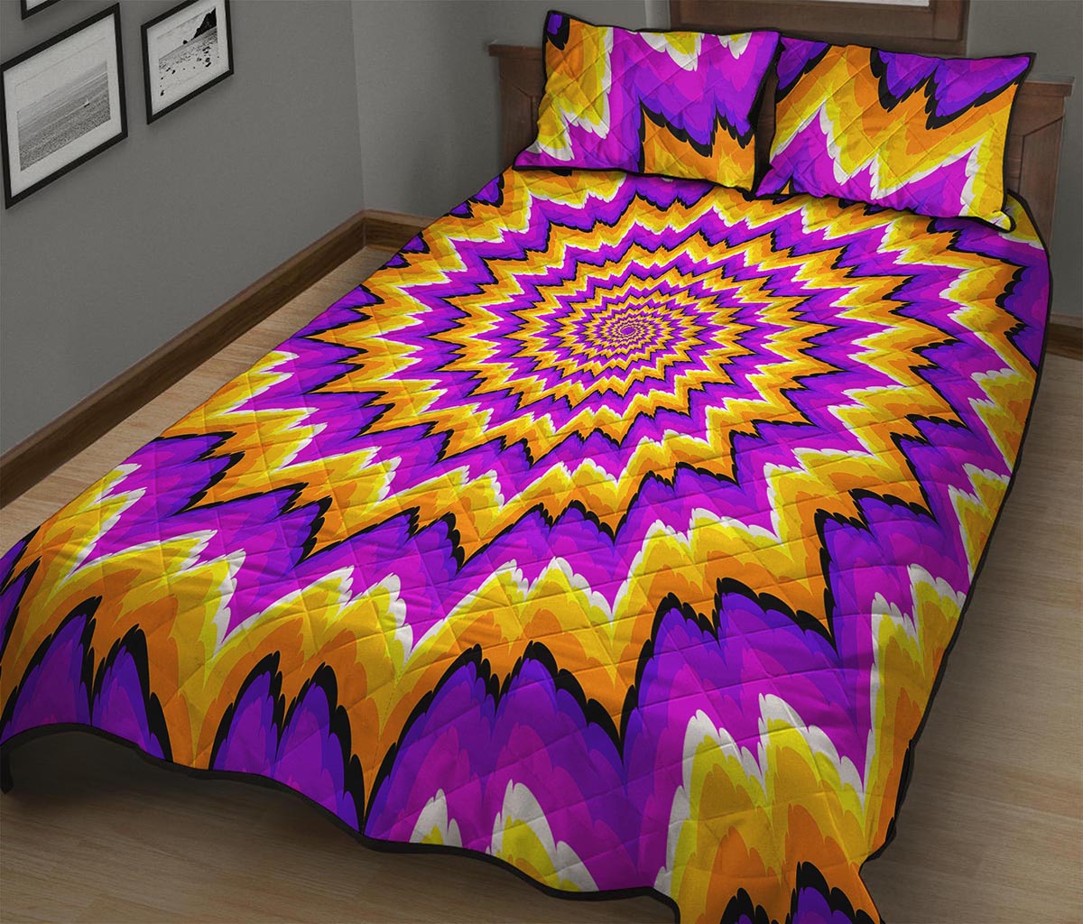 Spiral Expansion Moving Optical Illusion Quilt Bed Set