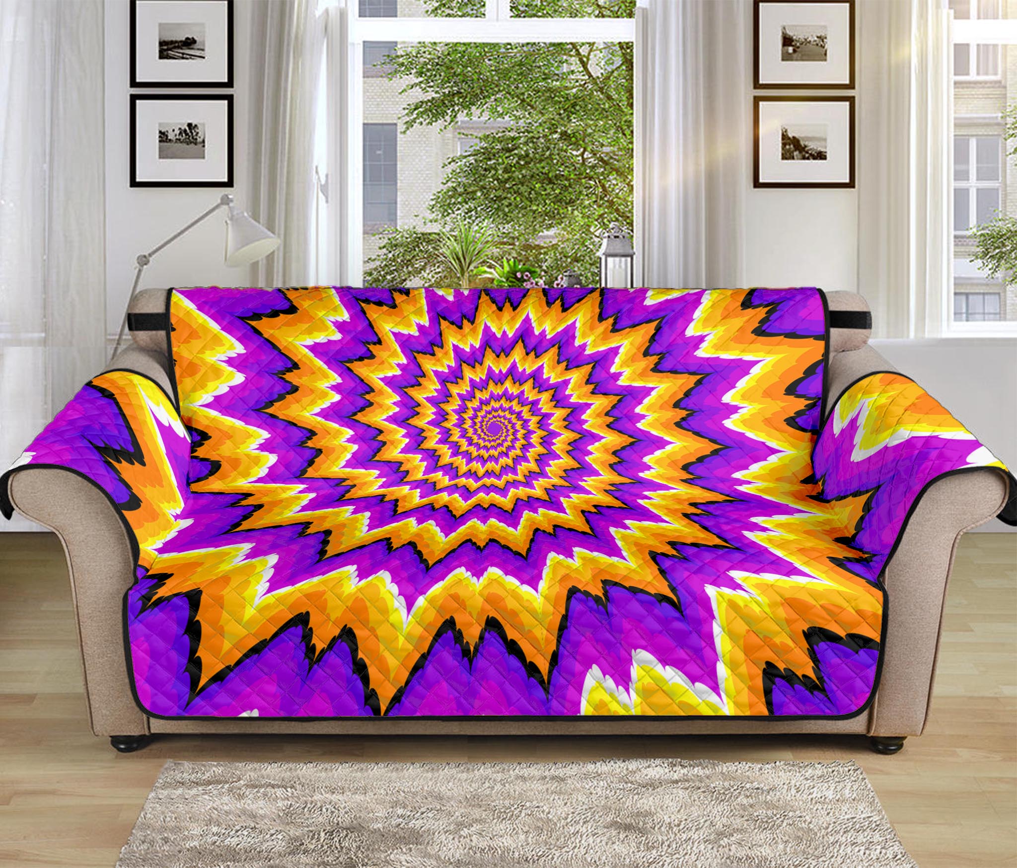 Spiral Expansion Moving Optical Illusion Sofa Protector