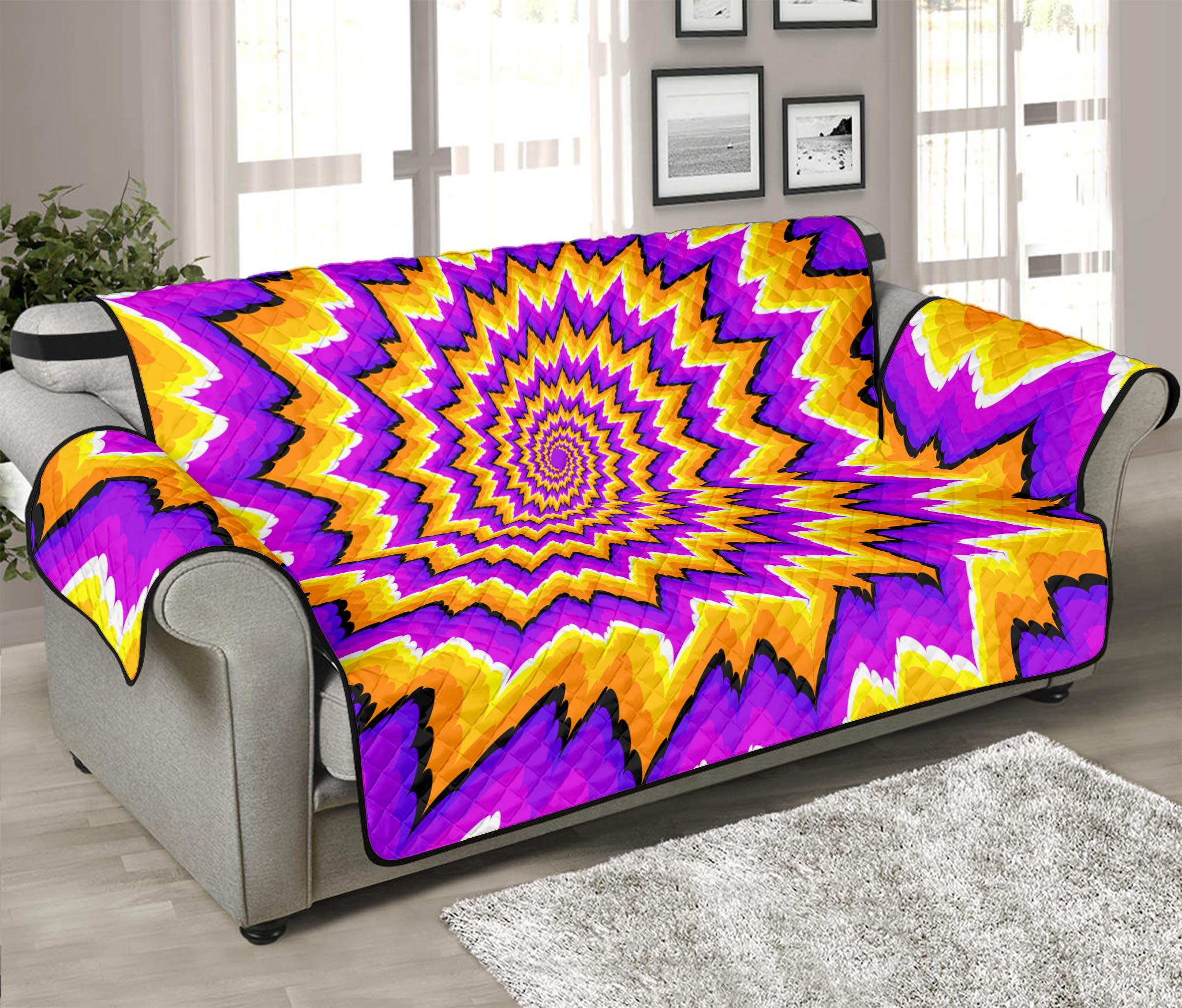 Spiral Expansion Moving Optical Illusion Sofa Protector