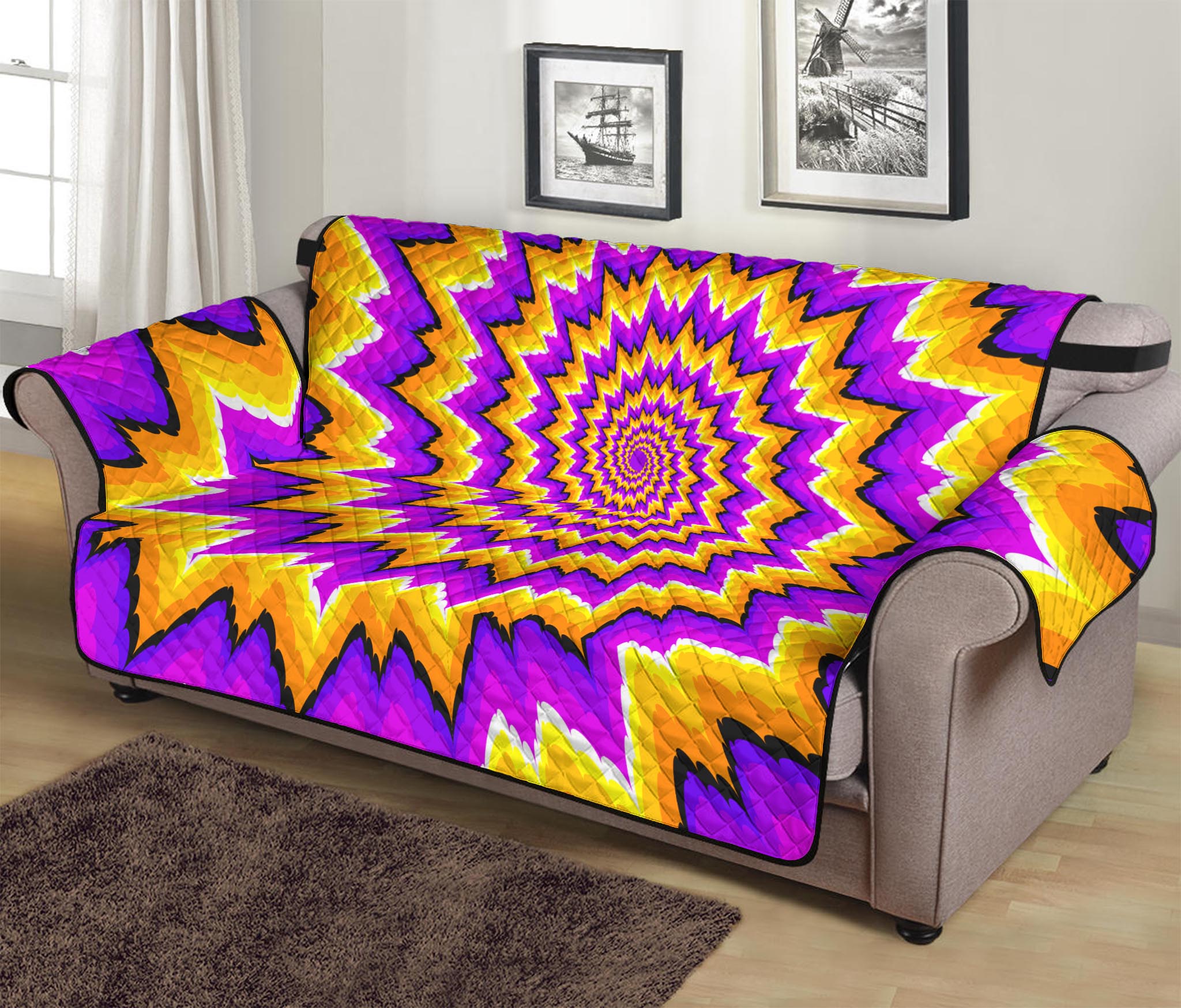 Spiral Expansion Moving Optical Illusion Sofa Protector