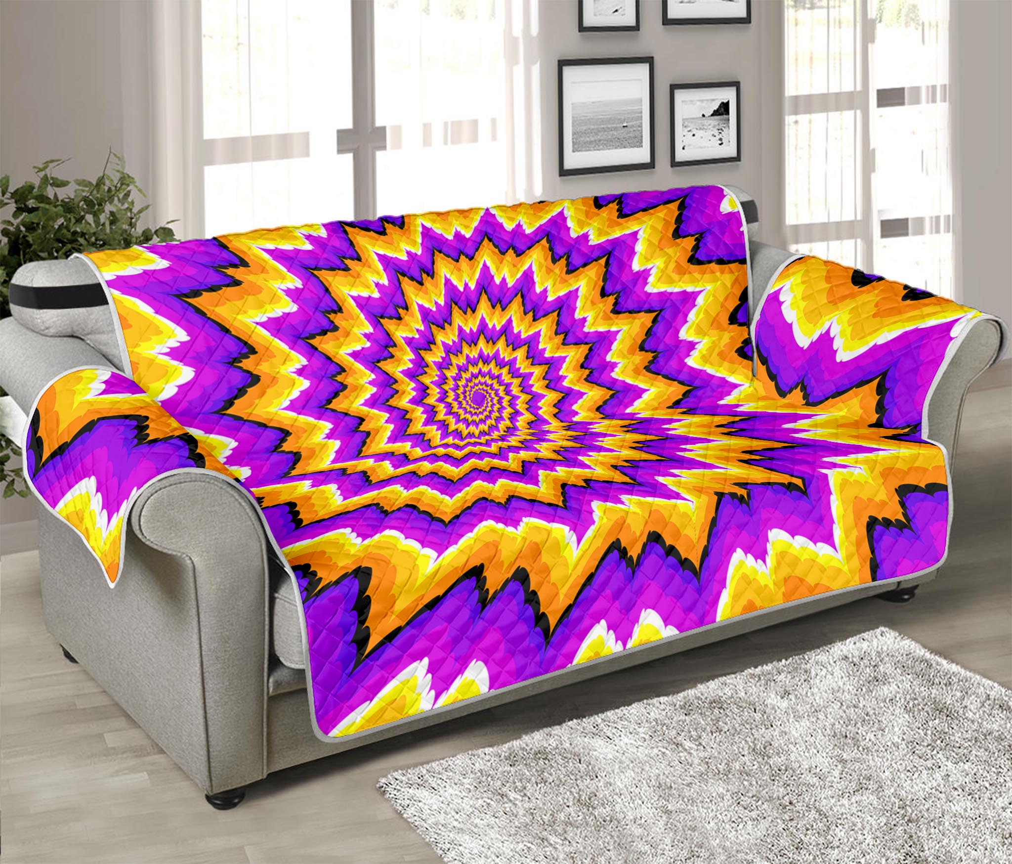 Spiral Expansion Moving Optical Illusion Sofa Protector