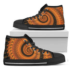 Spiral Fractal Print Black High Top Shoes