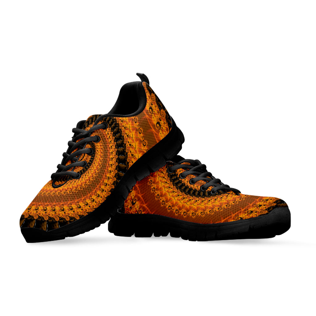 Spiral Fractal Print Black Sneakers