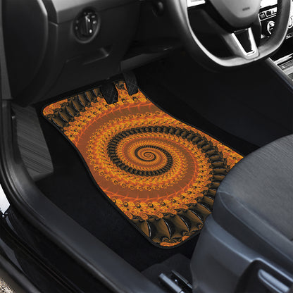 Spiral Fractal Print Front and Back Car Floor Mats