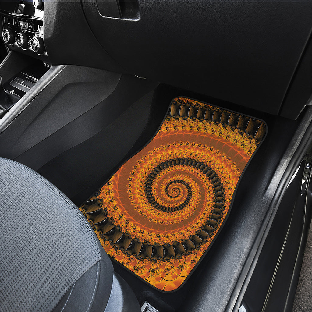 Spiral Fractal Print Front and Back Car Floor Mats