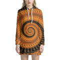 Spiral Fractal Print Pullover Hoodie Dress