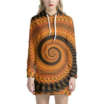 Spiral Fractal Print Hoodie Dress