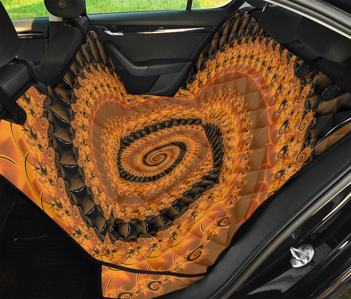 Spiral Fractal Print Pet Car Back Seat Cover