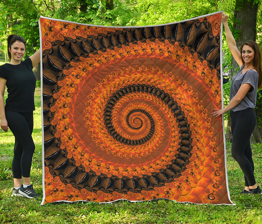 Spiral Fractal Print Quilt