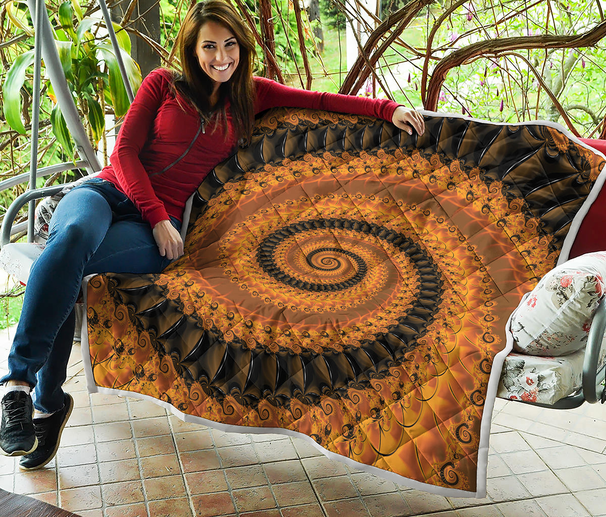 Spiral Fractal Print Quilt