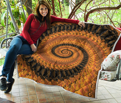 Spiral Fractal Print Quilt