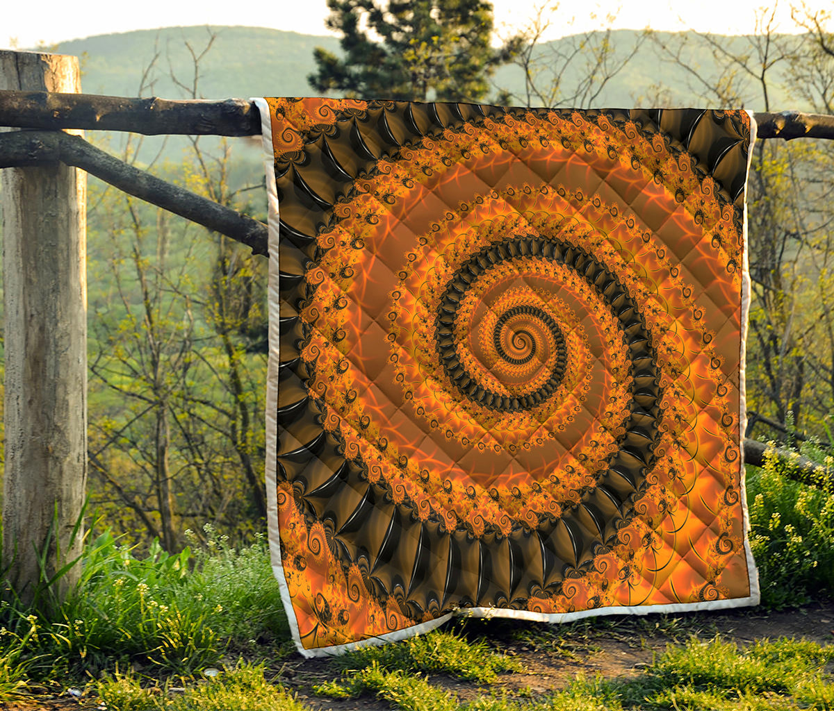 Spiral Fractal Print Quilt