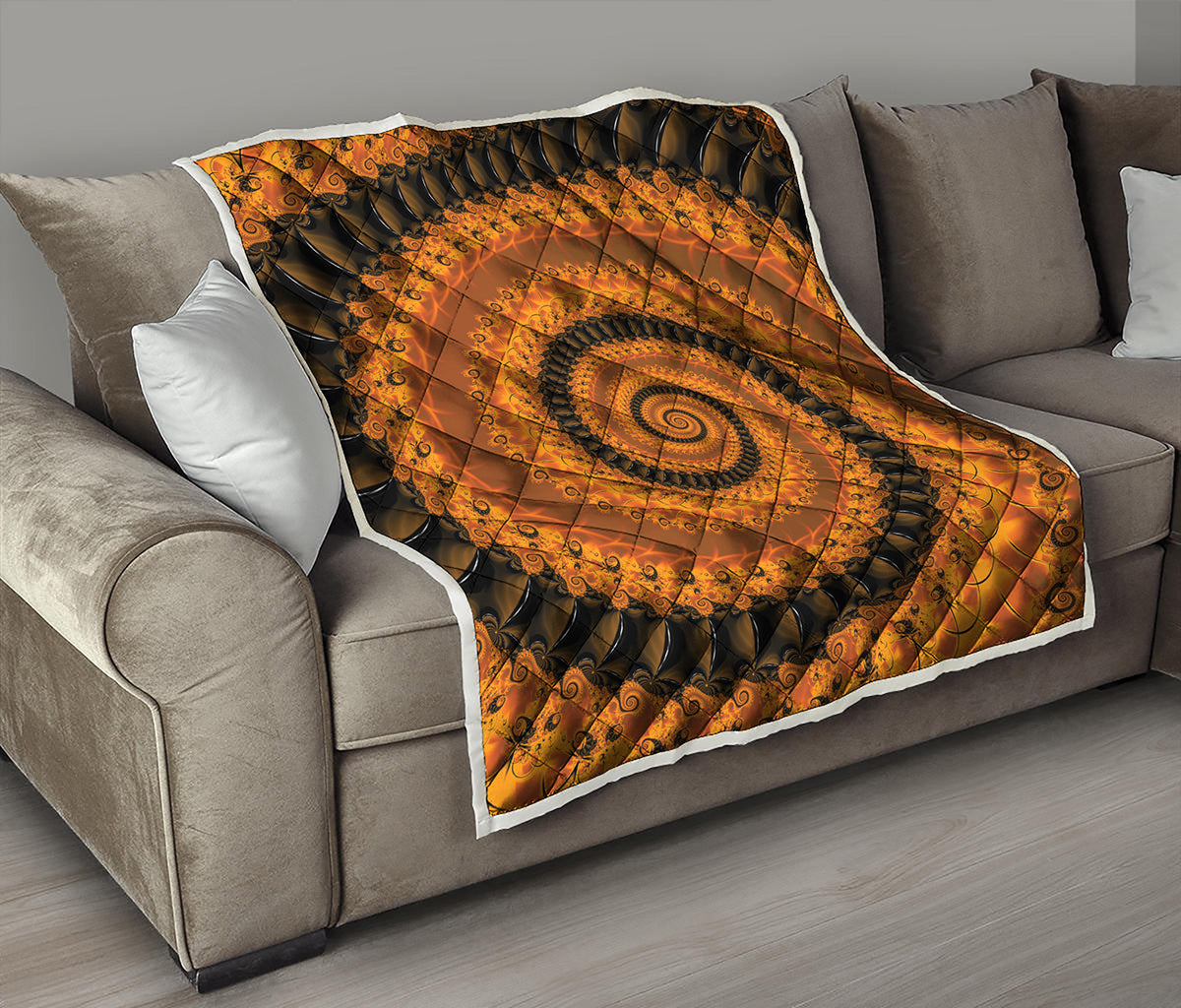 Spiral Fractal Print Quilt