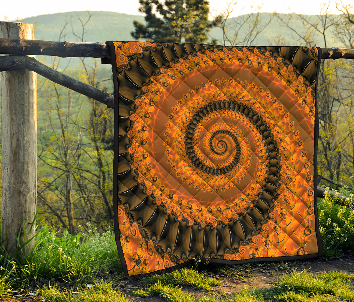 Spiral Fractal Print Quilt