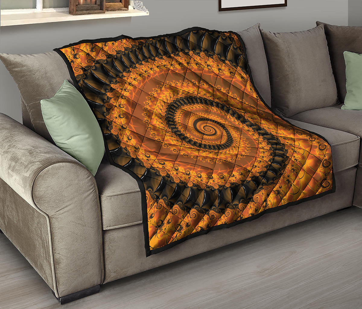 Spiral Fractal Print Quilt