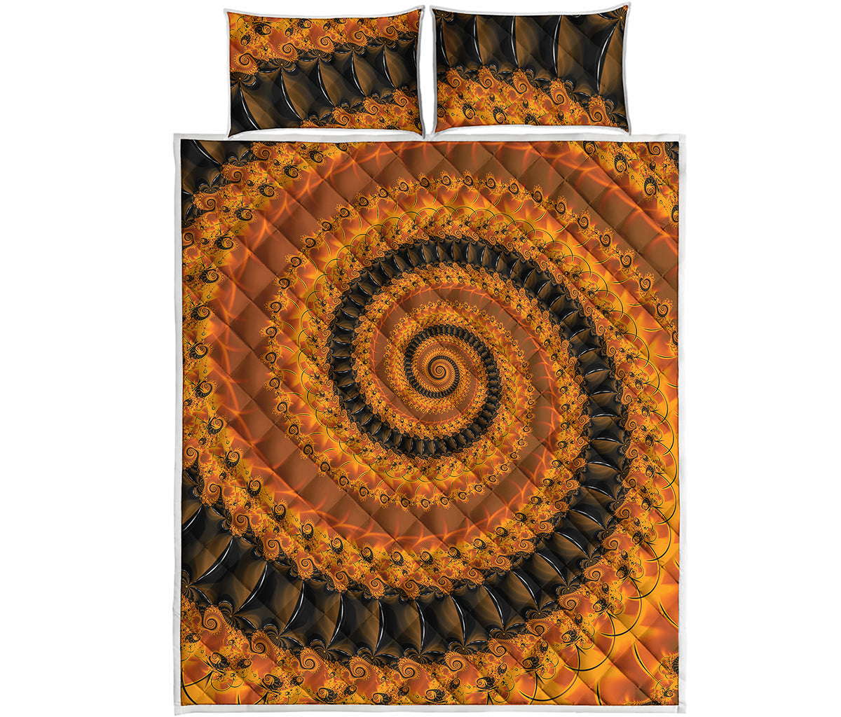 Spiral Fractal Print Quilt Bed Set