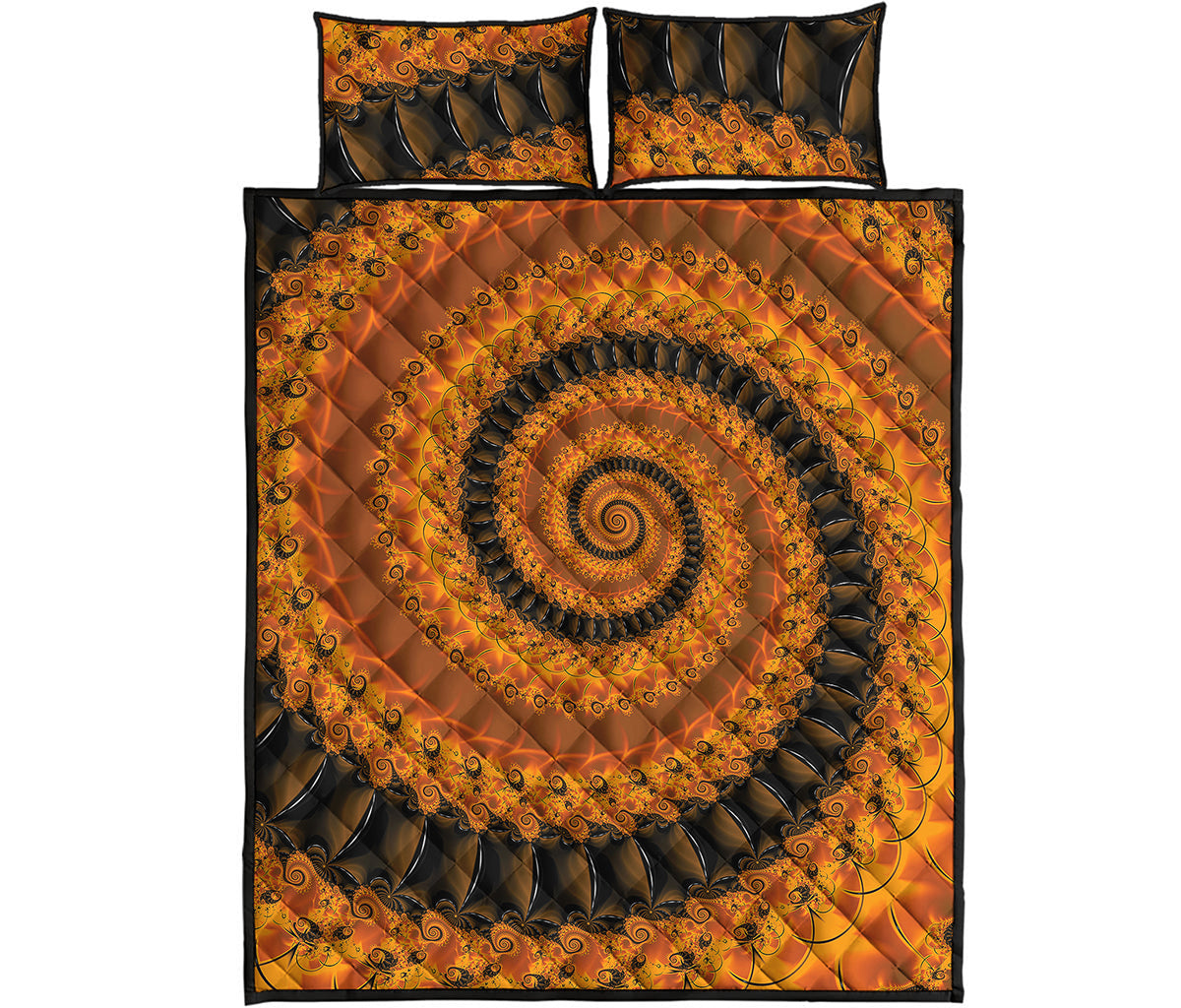Spiral Fractal Print Quilt Bed Set
