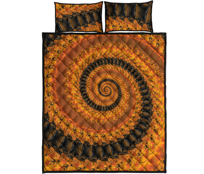 Spiral Fractal Print Quilt Bed Set