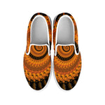 Spiral Fractal Print White Slip On Shoes