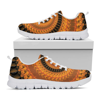 Spiral Fractal Print White Sneakers