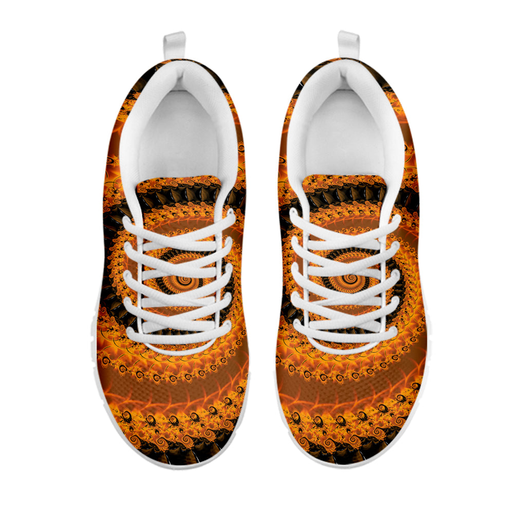 Spiral Fractal Print White Sneakers