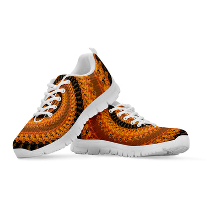 Spiral Fractal Print White Sneakers