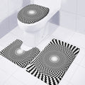 Spiral Illusory Motion Print 3 Piece Bath Mat Set