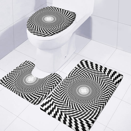 Spiral Illusory Motion Print 3 Piece Bath Mat Set