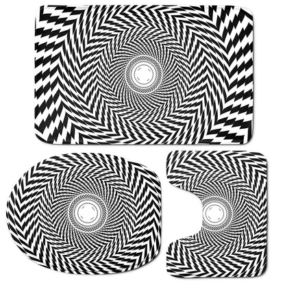 Spiral Illusory Motion Print 3 Piece Bath Mat Set