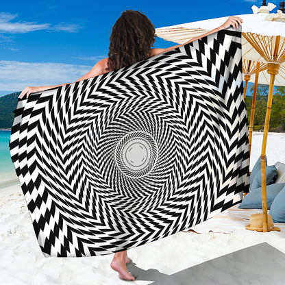 Spiral Illusory Motion Print Beach Sarong Wrap