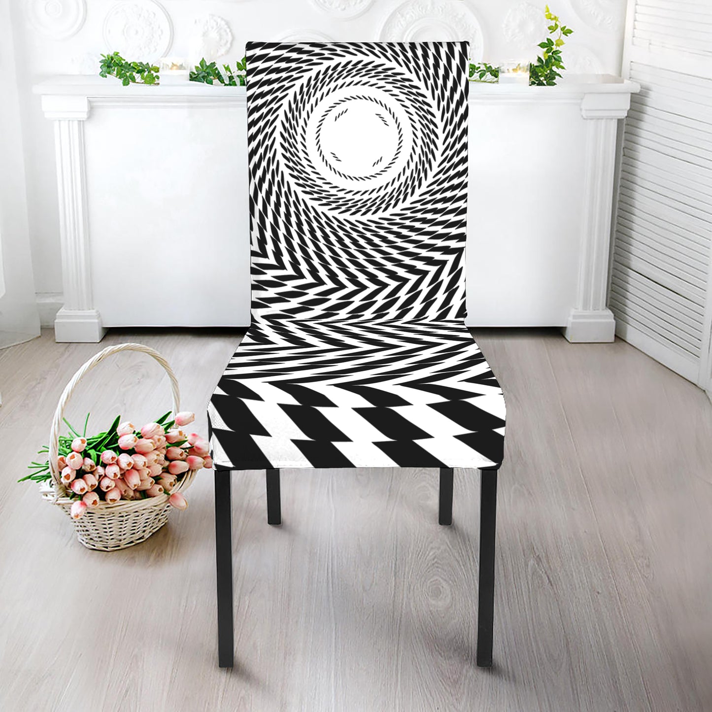 Spiral Illusory Motion Print Dining Chair Slipcover