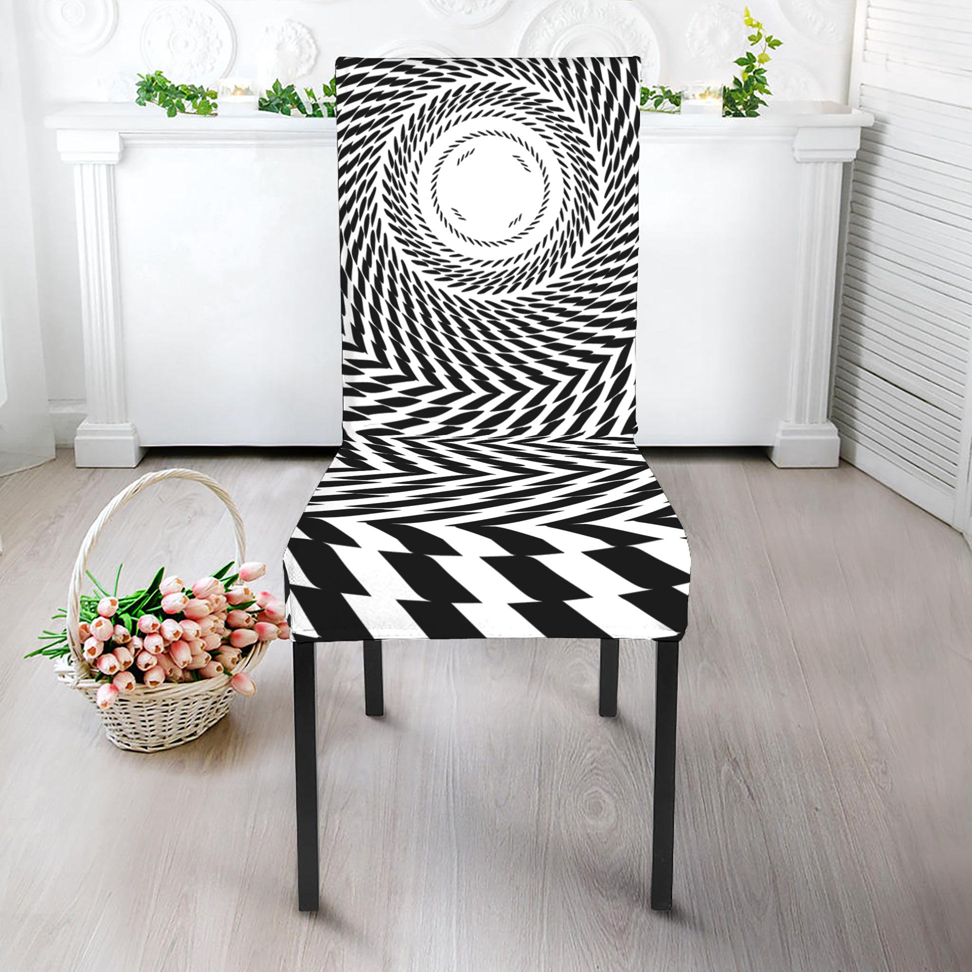 Spiral Illusory Motion Print Dining Chair Slipcover
