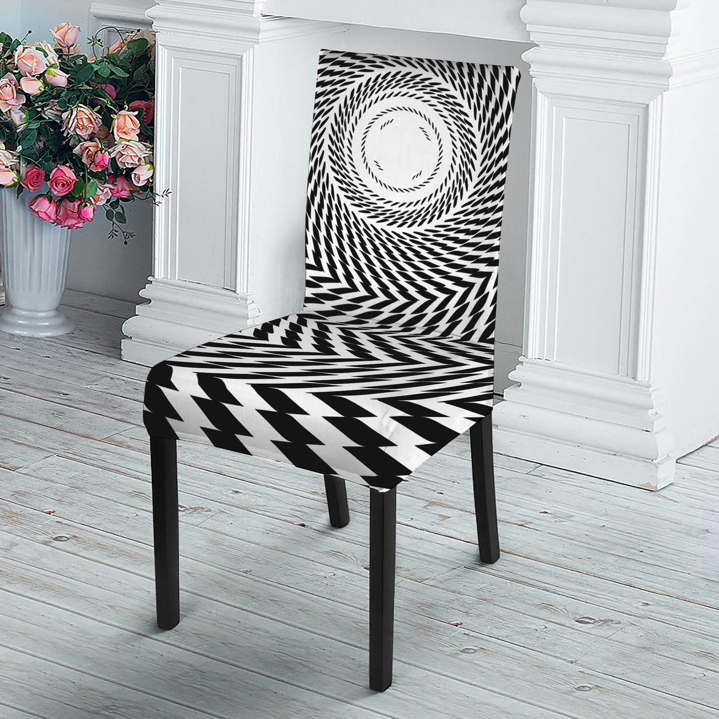 Spiral Illusory Motion Print Dining Chair Slipcover