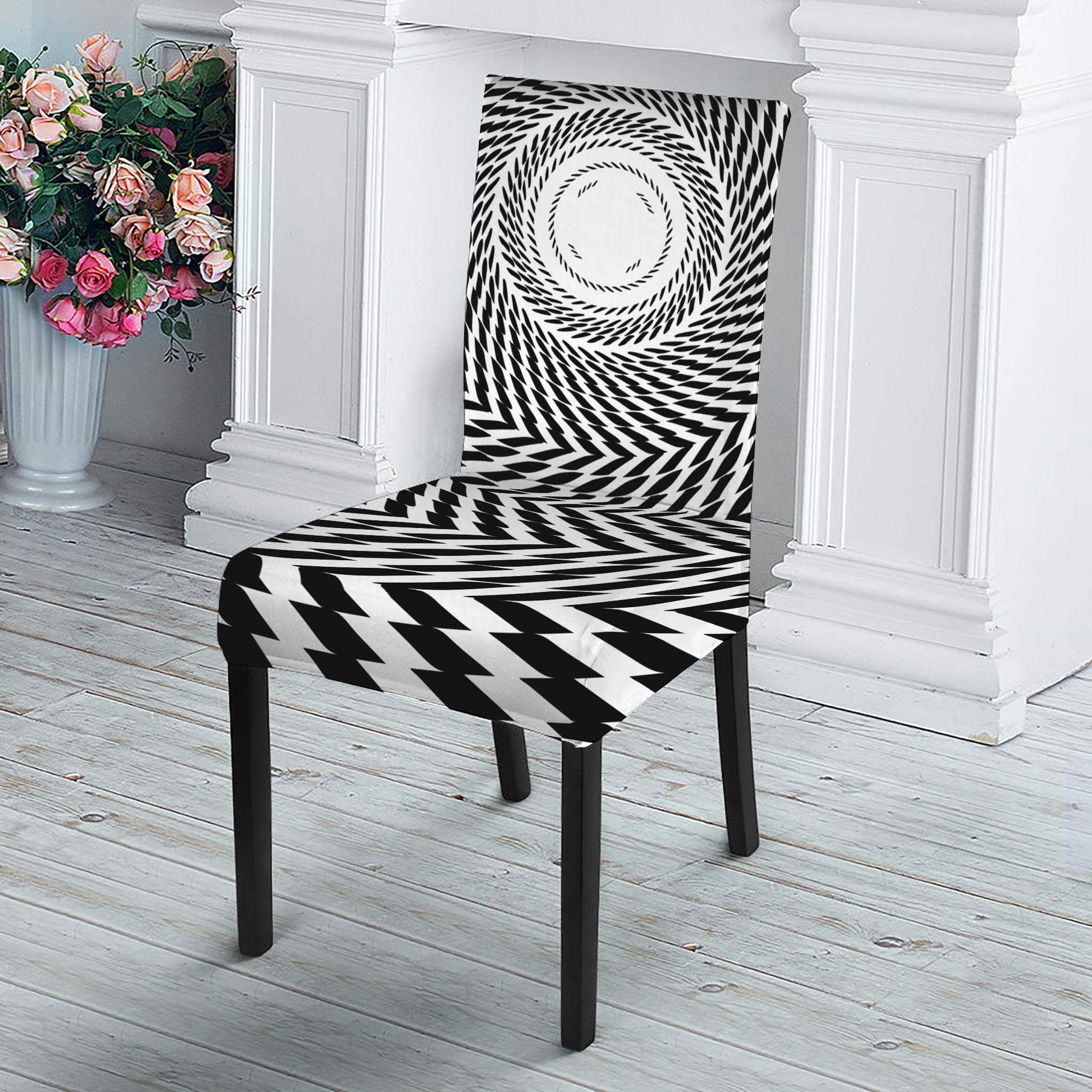 Spiral Illusory Motion Print Dining Chair Slipcover