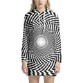 Spiral Illusory Motion Print Pullover Hoodie Dress