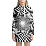 Spiral Illusory Motion Print Hoodie Dress