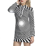 Spiral Illusory Motion Print Hoodie Dress