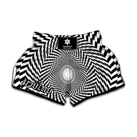 Spiral Illusory Motion Print Muay Thai Boxing Shorts