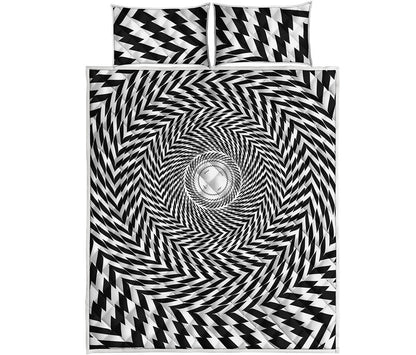 Spiral Illusory Motion Print Quilt Bed Set