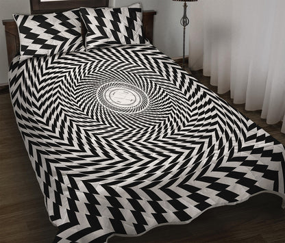 Spiral Illusory Motion Print Quilt Bed Set