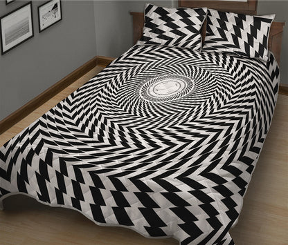Spiral Illusory Motion Print Quilt Bed Set