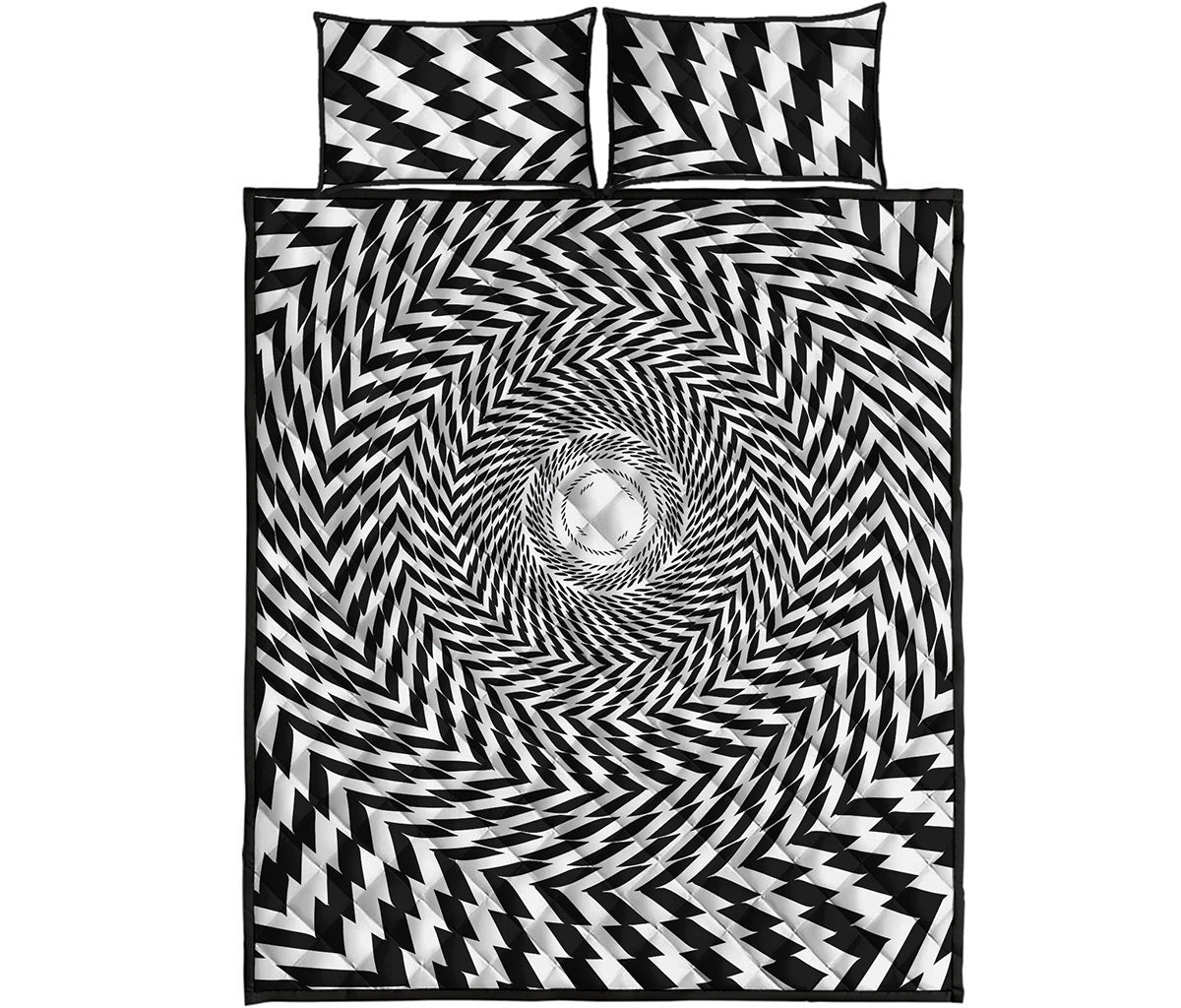 Spiral Illusory Motion Print Quilt Bed Set