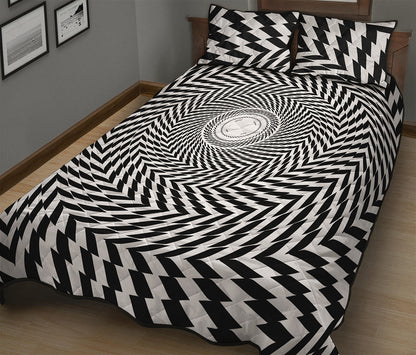 Spiral Illusory Motion Print Quilt Bed Set