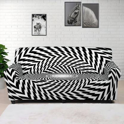 Spiral Illusory Motion Print Sofa Cover