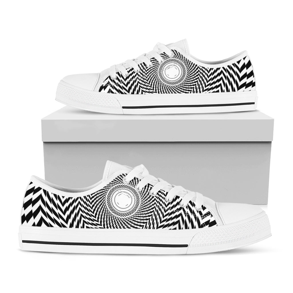 Spiral Illusory Motion Print White Low Top Shoes